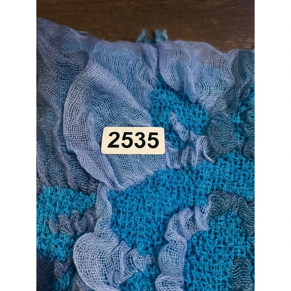 Suantraí of Ireland Women Scarf Ruffle Gauze Mesh Blue OS